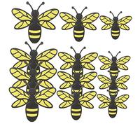 DOITOOL 3D Double-Layer Bee Wall Stickers DIY Removable Decorative Wall Decals Set of 12 Pearlescent Paper Bees for Home and Office Decor