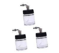 DOITOOL 3Pcs 22Cc Clear Glass Airbrush Bottles with Cover Adaptors for Siphon Feed Airbrushes Refillable Paint Pots Compatible with Master Badger Models