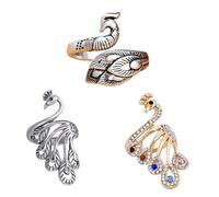 DOITOOL 3Pcs Adjustable Ethnic Style Knitting Loop Rings Finger Rings Ancient Silver Open Design and Full for Unique Crochet Fashion