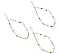 DOITOOL 3pcs Beaded Evil Chain Strap Decorative Bohemia Lanyard for Smartphones Wrist Strap Charm Lightweight Keychain Accessory for Friends and Family