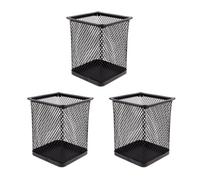 DOITOOL 3pcs Black Metal Square Pen Holder Set Creative Hollow Iron Net Pen Containers Multifunctional Organiser for Home and Office Desk Accessories