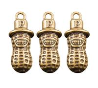 DOITOOL 3pcs Brass Peanut Key Ring Hanging Charm, Peanut Shape Pendant, Golden, Lightweight Portable Bag Ornament and Suitcase Hanging Decoration, Retro Style DIY Craft Charm