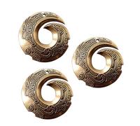 DOITOOL 3pcs Brass Ring Keychain Pendants with Protective Runes Engraved Lightweight Round Charms for DIY Jewelry Decorative Symbols for Fortune and Feng Shui Display