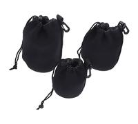 DOITOOL 3pcs Camera Lens Pouch Set Drawstring Neoprene Protective Bags for DSLR Lenses Outdoor Travel Storage Soft Elastic Lens Case