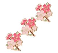 DOITOOL 3pcs Cherry Blossom Brooch Flower Lapel Pin Cute Metal Zinc Alloy Shine Secure Hats Versatile Accessory Collection Enhancing Your Look