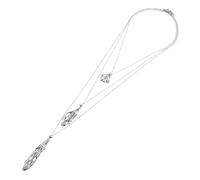 DOITOOL 3pcs Dream Catcher Necklace Jewelry Neck Chain Crystal Stone Holder Pendant Crystal Cage Necklace Holder Cord Stainless Steel Silver