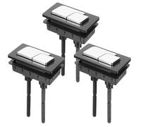 DOITOOL 3pcs Dual Flush Toilet Flush Buttons Replacement Rectangular Black Plastic Toilet Push Button Set Spare Parts