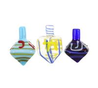 DOITOOL 3pcs Elegant Handblown Glass Hanukkah Dreidel Unique Judaica Collectibles for Jewish Holiday Decor and Traditional Dreidel Game Hanukkah Present for Family Celebration