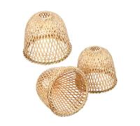 DOITOOL 3pcs Handwoven Bamboo Lamp Shade Rustic Chandelier Cover for Home Decor Vintage Style Pendant Light Fixture for Small Spaces and Cozy Atmospheres