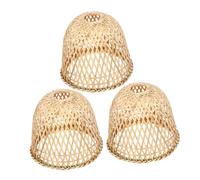 DOITOOL 3pcs Handwoven Natural Rattan Lampshades for Bulbs Vintage Bamboo Light Covers with Retro Style for Home Hallways Tea Houses Artisan Craftsmanship and Easy Installation