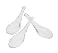 DOITOOL 3pcs Heat-Resistant Glass Soup Spoons for Asian Cuisine Clear Round Dessert and Bird S Nest Spoons Nonporous Glassware for Dining Table Kitchen Restaurant Serving