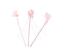 DOITOOL 3pcs Interactive Cat Wand Teaser for Indoor Cats with Non-slip PVC Handle Stimulates Hunting Instincts and Exercise Fun