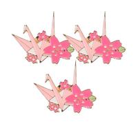 DOITOOL 3pcs Japanese Origami Crane Brooch Set with Cherry Blossom Design, Zinc Alloy Material, Adds Elegance and Charm, Easy to Wear, for Cardigans and Scarfs on Formal Events or Leisure