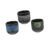 DOITOOL 3Pcs Japanese Style Ceramic Teacups for Home Tea Drinking Crack-Resistant Porcelain Mugs in Glaze Practical Cups for Oolong Puer and White Tea Enjoyment