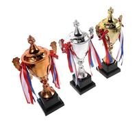DOITOOL 3pcs Metal and Plastic Place Trophy Set with Elegant Appearance and Stable Display for Basketball Tournament and Soccer Competition Award Ceremony
