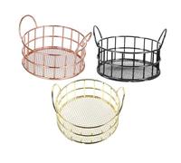DOITOOL 3pcs Metal Wire Storage Basket Set, round Desktop Organizers for Office Desk, Cosmetic Vanity, Kitchen Storage in Gold, Rose Gold Black