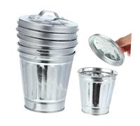 DOITOOL 3pcs Mini Garbage Can with Lid Recycling Bin Mini Trash Can with Lid Flowerpots Galvanized Use Countertop Indoor Stainless Silver