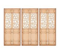 DOITOOL 3pcs Miniature Hui Style Architectural Model Double Doors Functional Wooden Fairy Garden Door Dollhouse Accessories for Christmas Birthday Wedding and Fairy Beige