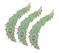 DOITOOL 3Pcs Peacock Wing Embroidery Applique Patches Crewel Stitch Clothing Decorative Stickers for DIY Clothes Coats Pants Repair and Embellishment