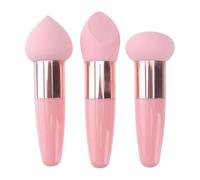 DOITOOL 3pcs Pink Latex Makeup Sponges with Handle for Travel Use, Multifunctional Mushroom Head Cosmetic Powder Blenders for Girls Style