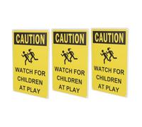 DOITOOL 3pcs Playing Attention Sign Metal Road Safety Symbols Slow Down Warning Signs for Schools Parks Neighborhoods Driveways