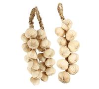 DOITOOL 3pcs Realistic Artificial Garlic Hanging Strings Decorative Fake Vegetables for Kitchen Home Photography Prop Kindergarten Farm Ornament