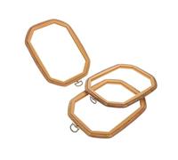 DOITOOL 3pcs Retro Embroidery Hoop Frames with Antique Faux Wood Grain Finish Durable Plastic Cross Stitch Rings for DIY Sewing Crafting and Needlework Display