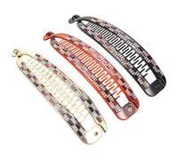 DOITOOL 3pcs Rhinestone Fish Shape Ponytail Hair Clips for Women, Plastic Sparkly Bling Hairpins in Black Coffee Gold, Stylish Hair Accessories for Daily Wear and Special Occasions
