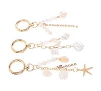 DOITOOL 3PCS Sea Shell Phone Charm Keychain Set with Pearl Beads and Marine Creature Pendant, Handmade Mobile Phone Strap Accessories for Beach, Holiday, and Backpack Decoration