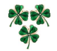 DOITOOL 3pcs Shamrock Alloy Enamel Pins for Women Green Four Leaf Clover Brooches Lightweight Versatile Styling Elegant Design for Professional Attire and Formal Occasions