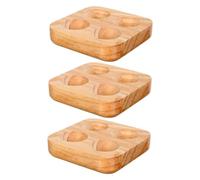 DOITOOL 3pcs Shockproof Refrigerator Egg Holder Tray Double Row Rubberwood Egg Storage Organizer for Kitchen Countertop and Fridge for Freshness and Easy Inventory