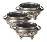 DOITOOL 3pcs Small Brass Incense Burner Set Vintage Aroma Stove with Lightweight Incense Holding Base for Study and Kitchen Decor Classical Chinese Style