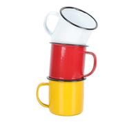 DOITOOL 3pcs Small Enamel Water Cups 6CM Thick Vintage Retro Tea Mugs Set for Home Use White Red Yellow