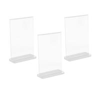 DOITOOL 3pcs T-Shaped Acrylic Double Sided Menu Holder A6 9x12.8cm Sign Stand for Restaurant Tabletop, Office Display, Trade Show Brochure Holder