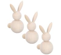 DOITOOL 3Pcs Unfinished Wooden Bunny Peg Dolls 1.97" DIY Easter Rabbit Figurines Craft Models for Spring Home Decor and Easter Crafting