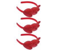 DOITOOL 3pcs Valentine's Day Heart Headbands Set for Women, Glitter Red Love Hairbands with Bow round Ears, Sparkling Party Accessories for Wedding, Birthday, Holiday Celebrations