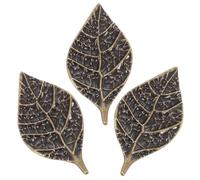 DOITOOL 3pcs Vintage Zinc Alloy Leaf Dresser Handles Cupboard Knobs with Quick Installation for Kitchen Cabinets Wardrobe Doors and Bedside