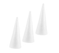 DOITOOL 3pcs White Polystyrene Craft Cones Lightweight Foam Shapes for DIY Holiday Decorations Safe Easy-Cut Cone Model Blanks for Xmas Tree Centerpieces and Creative Projects