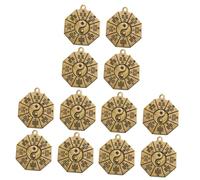 DOITOOL 3sets 4pcs Exorcism Brass Pendants Vintage Eight Diagram Charms for Keychain Necklace Bracelet DIY Decoration Chinese Style Key Ring Gadgets for Crafting 4pcs*3