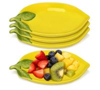 DOITOOL 4 Lemon Plates Lemon Shaped Bowl Ceramic Dessert Plate Aesthetic Salad Serving Bowl