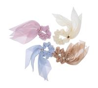 DOITOOL 4 Pcs Bow Scrunchies Hair Ties, Bow Knot Fabric Hair Ties, Cloth and Abs, Stretchy, for Women and Students, School and Daily Wear