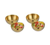 DOITOOL 4 Pcs Korean Style Stainless Steel Salad Bowls Gold Single-Layer Deep Fruit Serving Bowls Stackable Kitchen Tableware for Home Bar Restaurant Use