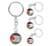 DOITOOL 4 Pcs Palestine Flag Keychain Set - Palestinian National Flag Keyring Accessories - 3D Glass Metal Key Chain Charm for Backpack Bag - Solidarity Peace Souvenirs Gift for Car Key Holder