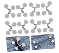 DOITOOL 4 Sets Thin Waist Reduction Buckles for Jeans No-sew Waist Adjuster Clips Instant Replacement Button Detachable Silver Buckles S Comfortable Fit for Casual and Formal Wear
