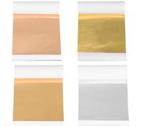 DOITOOL 400pcs Metallic Foil Paper Sheets Nail Foil Transfer Craft Sheets for DIY Manicure Decorations Gold Silver Rose Gold and Imitation Metal Colors