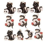 DOITOOL 40pcs Gothic Themed Jewelry Charms Vintage Cartoon Pendants for DIY Necklace Making Festival Decoration with Skull Moon Crow Snake Cat Designs