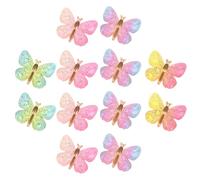DOITOOL 40pcs Resin Butterfly Charms Flatback Decorative Butterflies with Holes for Attaching Assorted Colour DIY Charm for Hair Clips and Shoes