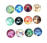 DOITOOL 40PCS Round Glass Cabochon Elk Pattern DIY Jewelry Patches Mixed Colors for Earring Cuff Link Craft Making Durable Decorative Stickers