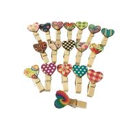 DOITOOL 40pcs Wooden Photo Clips Heart-shaped Decorative Clamp Clips for Wedding Party Craft Hanging, Natural Color Small Wooden Pegs for Photo and Note Display Assorted style