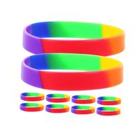 DOITOOL 42pcs Rainbow Silicone Wristbands for Pride Day Soft Elastic Rubber Bracelets for Lgbtq Celebrations Colorful Party Supplies Festival Events and Parade Accessories